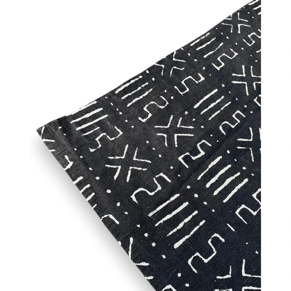 Vintage Paloma Picasso Motif Fabric Textile Curtain 1994 Mudcloth Black 50x81